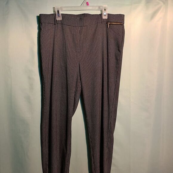 Women's Gray Slim-Fit Dress Pants – High Waist with Gold Accent - Picture 2 of 4